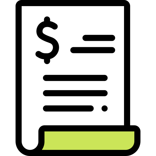 icono boleta con signo de dolar